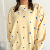 Polka Dot French Terry Top- Yellow/Blue - Ana Patricia Boutique
