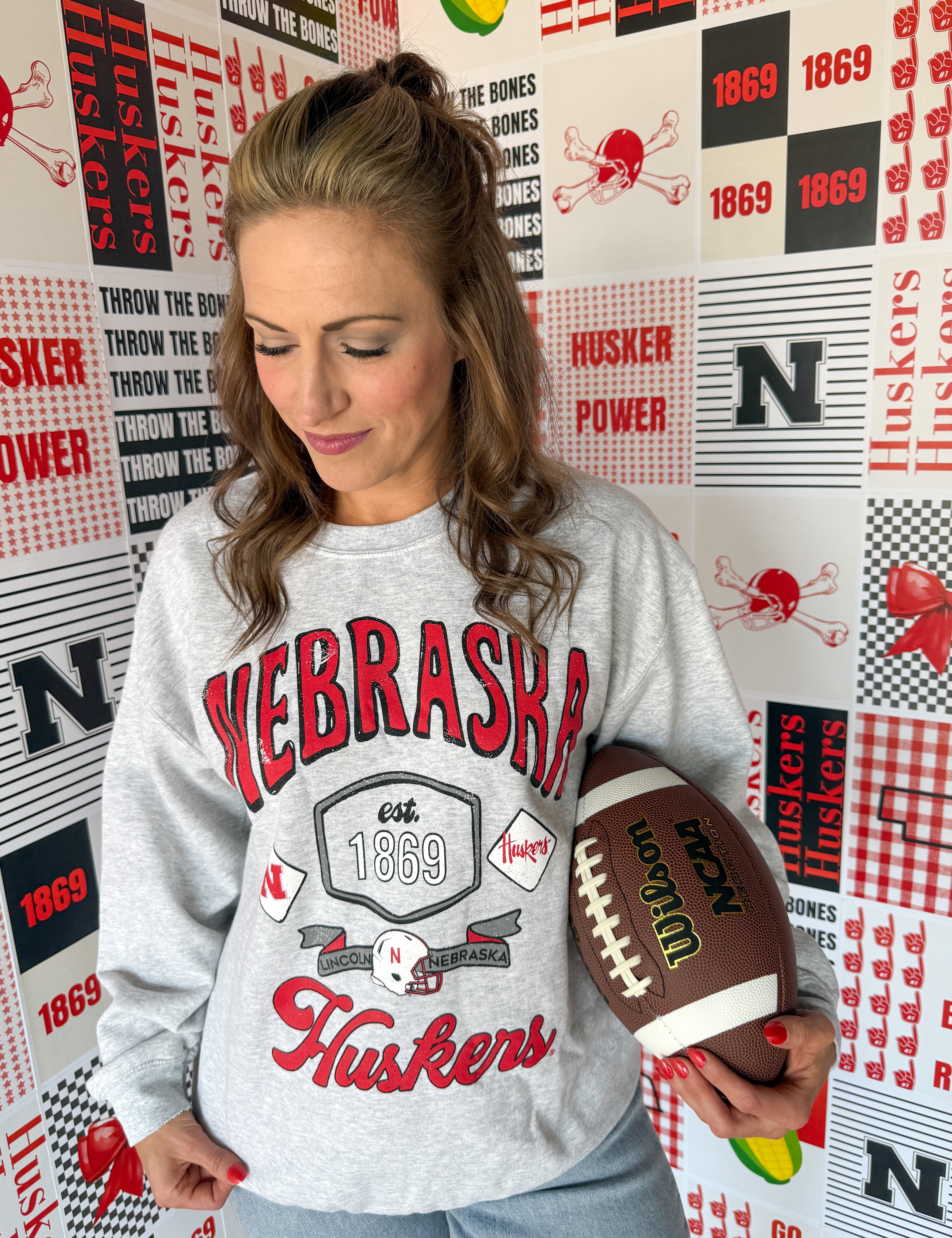 Nebraska Huskers Patches Crewneck - Ana Patricia Boutique