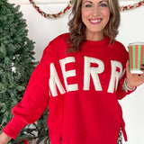Merry French Terry Pullover- Red