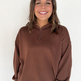 Scuba Half Zip Pullover- Brown