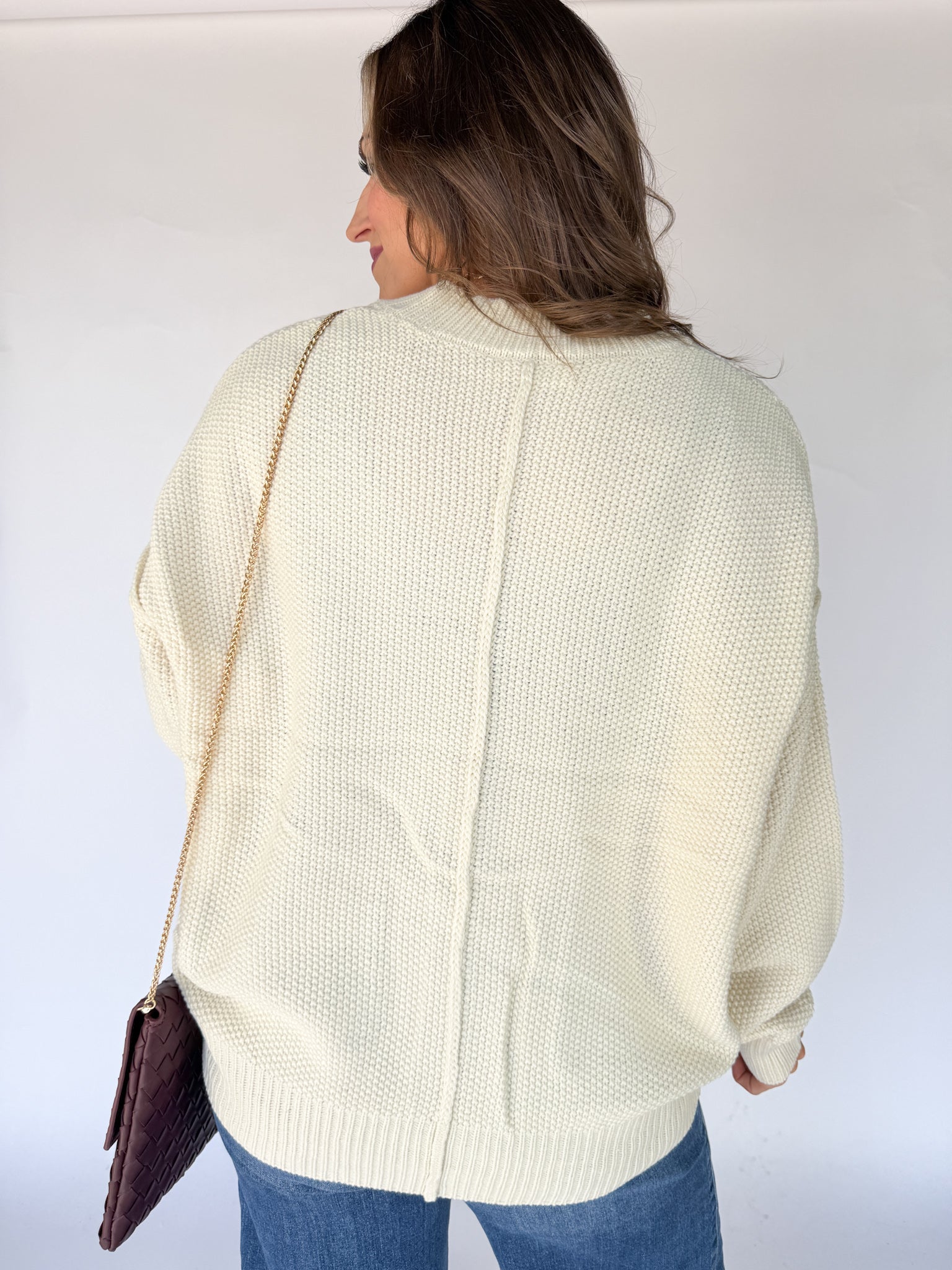 V Neck Waffleknit Cardigan- Ivory - Ana Patricia Boutique