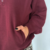 Fleece Terry Quarter Zip-Cherry