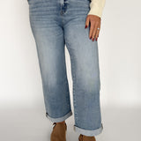 High Rise Rolled Leg Denim Jeans