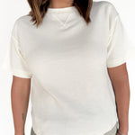 Crew Neck Short Sleeve Top- Cream - Ana Patricia Boutique