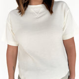 Crew Neck Short Sleeve Top- Cream - Ana Patricia Boutique