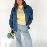 Oversized Denim Shirt Jacket-Dark Wash