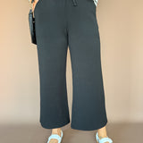 Scuba Cropped Wide Pant- Black