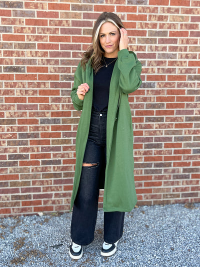 The Jillian Hooded Cardigan- Green