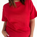 Crew Neck Short Sleeve Top- Red - Ana Patricia Boutique