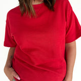 Crew Neck Short Sleeve Top- Red - Ana Patricia Boutique