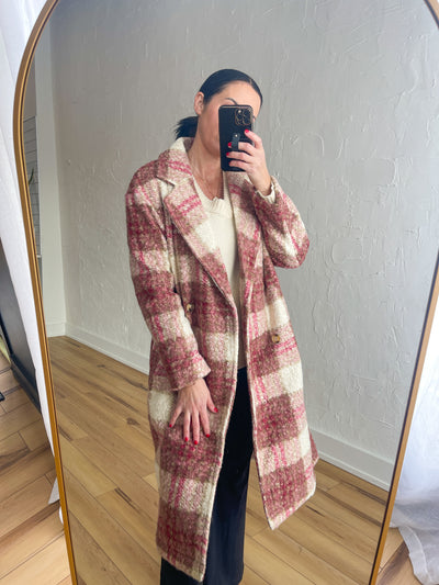 The Holly Plaid Jacket- Rose