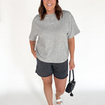 Crew Neck Short Sleeve Top- Heather Grey - Ana Patricia Boutique