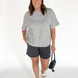 Crew Neck Short Sleeve Top- Heather Grey - Ana Patricia Boutique