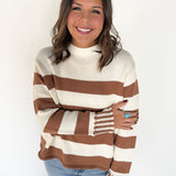 Contrasting Stripe Sweater- Camel