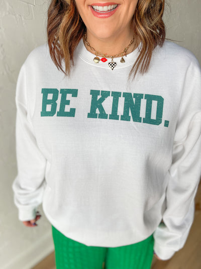 Be Kind Crewneck- White/Green