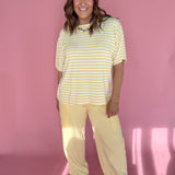 Oversized Stripe Tee- Yellow/White - Ana Patricia Boutique