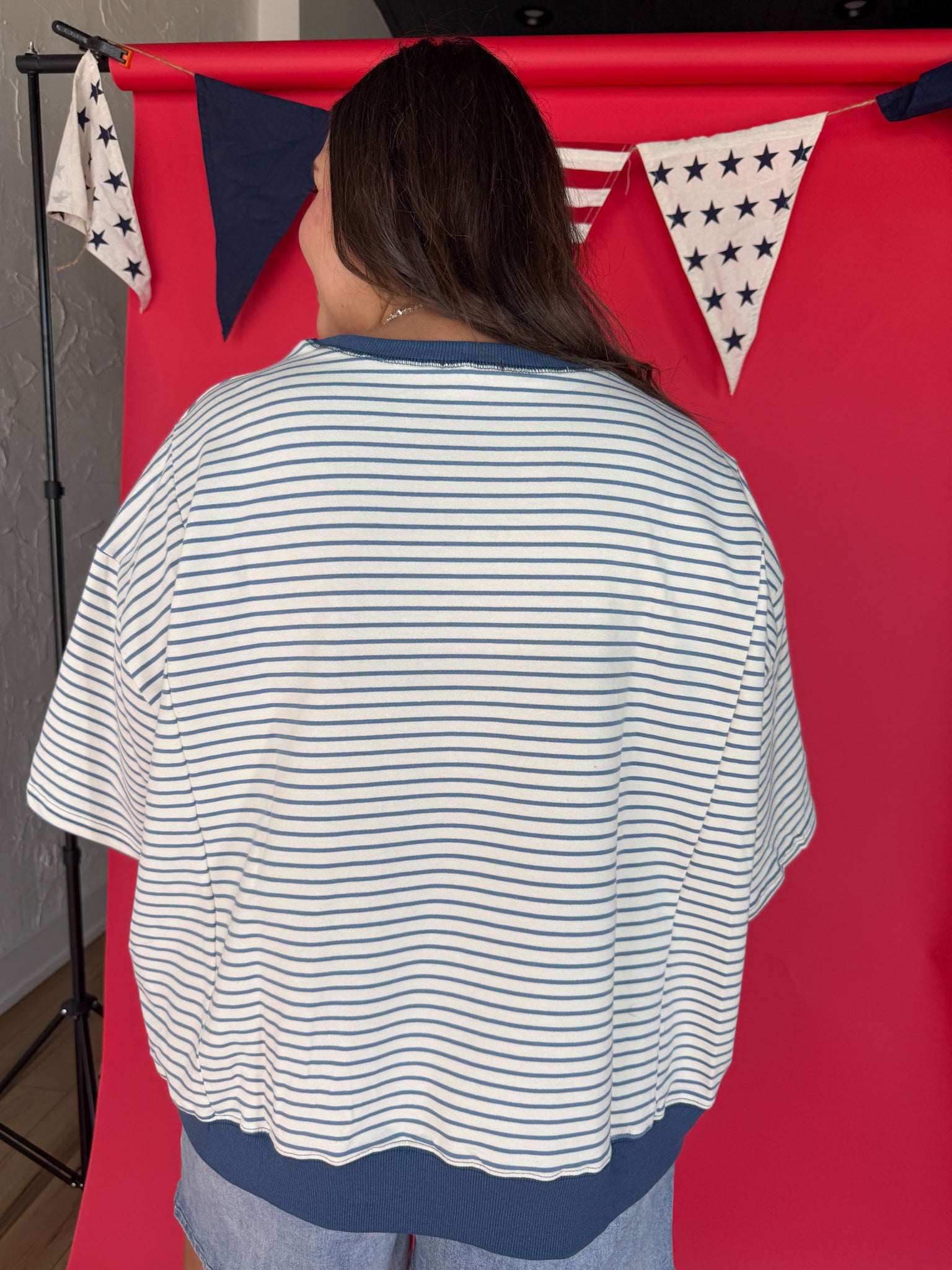 USA Rope Embroidery Top- Blue - Ana Patricia Boutique