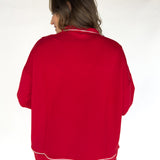 Scuba Piping Cardi- Red/Cream