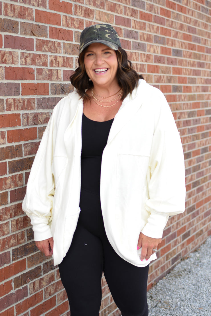 The Free Hooded Cardigan- Cream