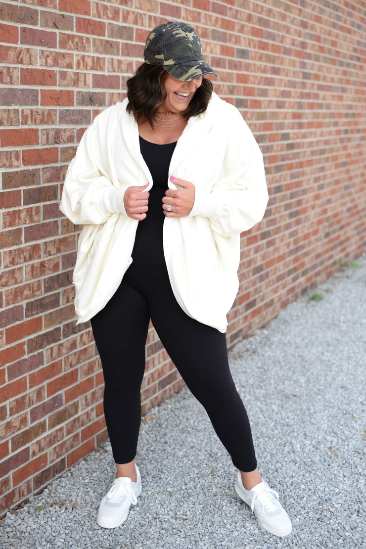 The Free Hooded Cardigan- Cream