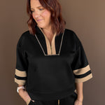 Short Sleeve Zip Up Sweatshirt - Ana Patricia Boutique
