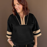 Short Sleeve Zip Up Sweatshirt - Ana Patricia Boutique