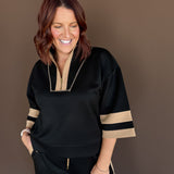 Short Sleeve Zip Up Sweatshirt - Ana Patricia Boutique
