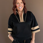 Short Sleeve Zip Up Sweatshirt - Ana Patricia Boutique
