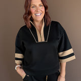 Short Sleeve Zip Up Sweatshirt - Ana Patricia Boutique