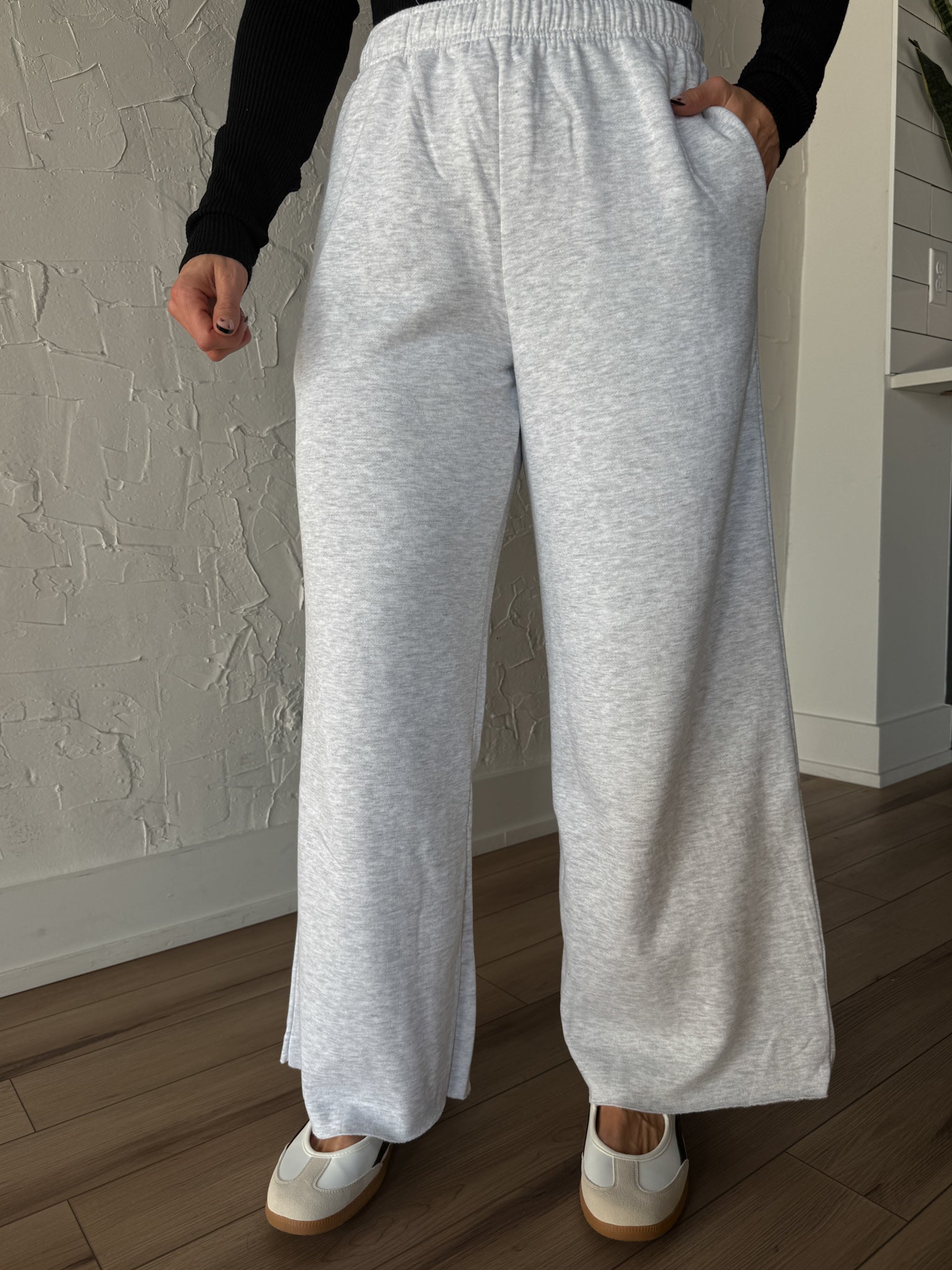 Mid Rise Raw Hem Sweatpants- Grey - Ana Patricia Boutique