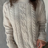 Cable Knit Mock Neck Sweater- Oatmeal - Ana Patricia Boutique