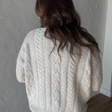 Cable Knit Mock Neck Sweater- Oatmeal - Ana Patricia Boutique