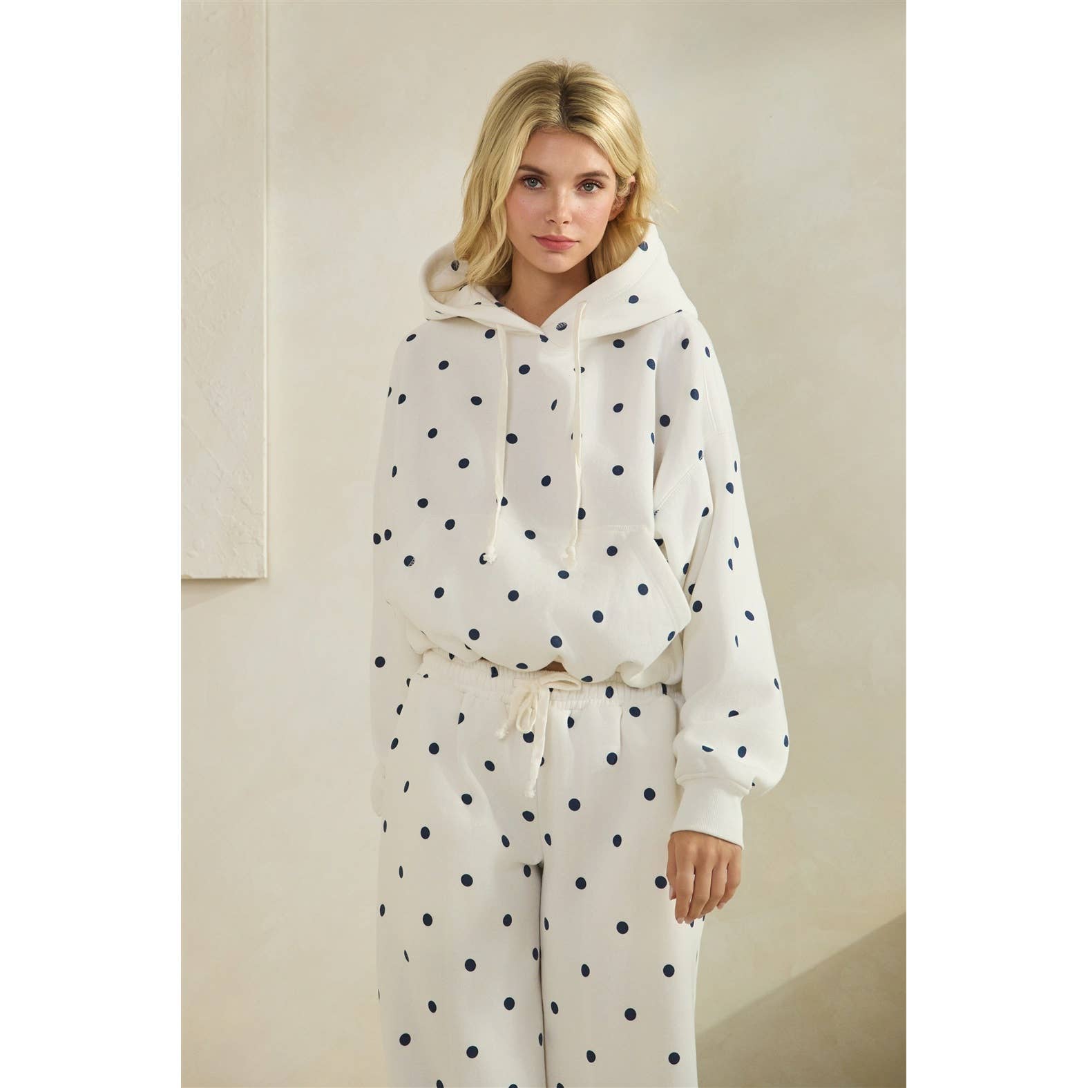 Printed Bubble Hem Knit Hoodie - Ana Patricia Boutique