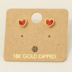 Gold Dipped Mini Enamel Heart Stud Earrings - Ana Patricia Boutique