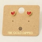 Gold Dipped Mini Enamel Heart Stud Earrings - Ana Patricia Boutique