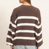 Striped Oversized Sweater- Brown
