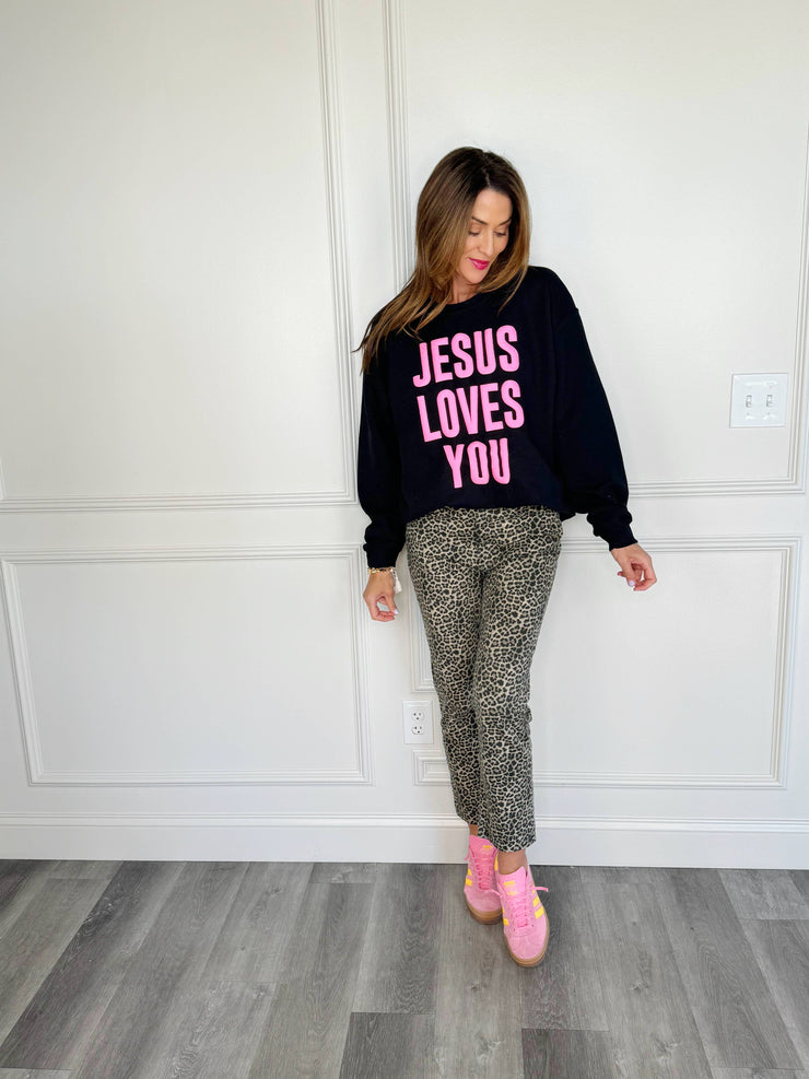 Puff Jesus Loves You Crewneck