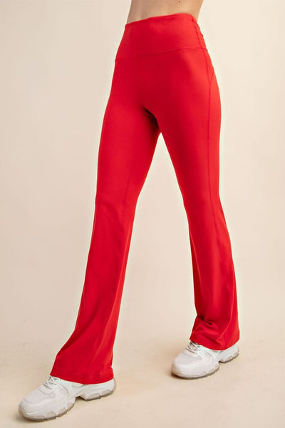 Flared Yoga Pants- Red