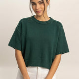 Cropped Sweater Top- Green