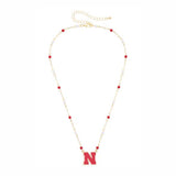 Bead & Gold Chain Nebraska Necklace