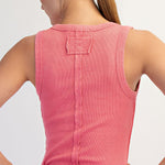 Mineral Wash Ribbed Tank: Coral - Ana Patricia Boutique