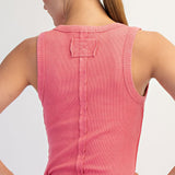 Mineral Wash Ribbed Tank: Coral - Ana Patricia Boutique