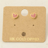 Gold Dipped Mini Enamel Heart Stud Earrings - Ana Patricia Boutique