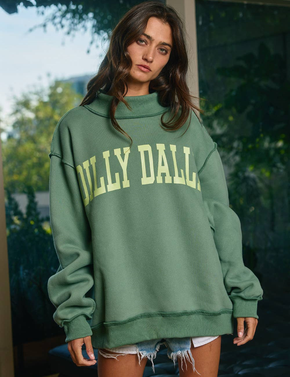 Dilly Dally  Mock Sweatshirt - Ana Patricia Boutique
