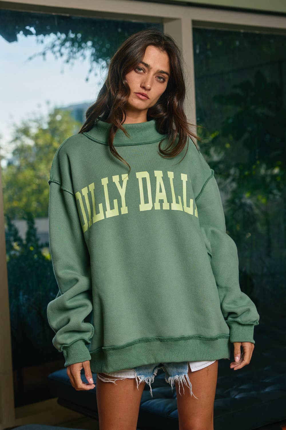 Dilly Dally  Mock Sweatshirt - Ana Patricia Boutique
