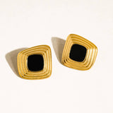 Enamel Square Earrings- Black - Ana Patricia Boutique