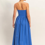 Strapless Midi Dress-Royal Blue - Ana Patricia Boutique