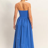 Strapless Midi Dress-Royal Blue - Ana Patricia Boutique