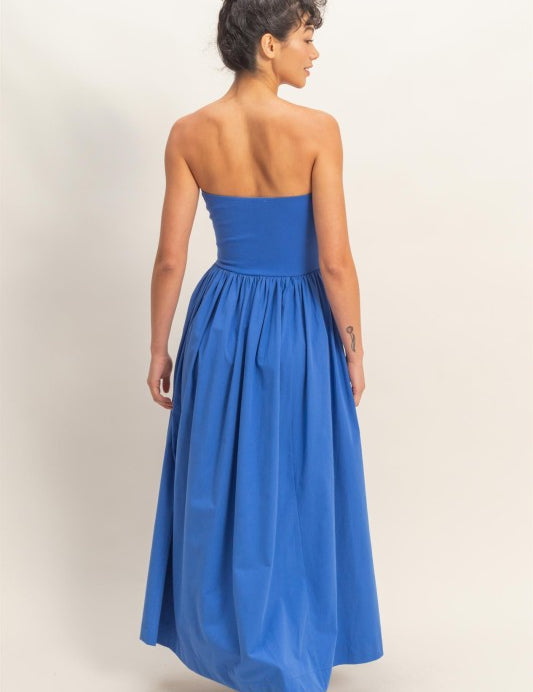 Strapless Midi Dress-Royal Blue - Ana Patricia Boutique
