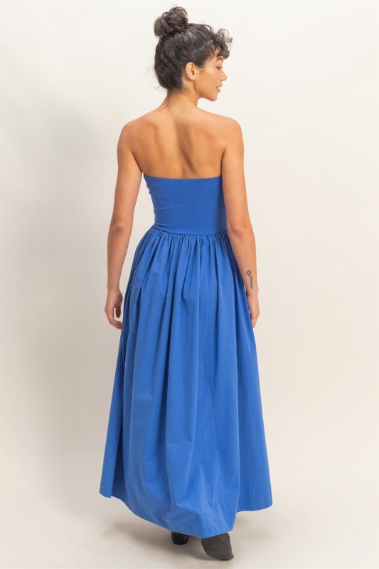 Strapless Midi Dress-Royal Blue - Ana Patricia Boutique